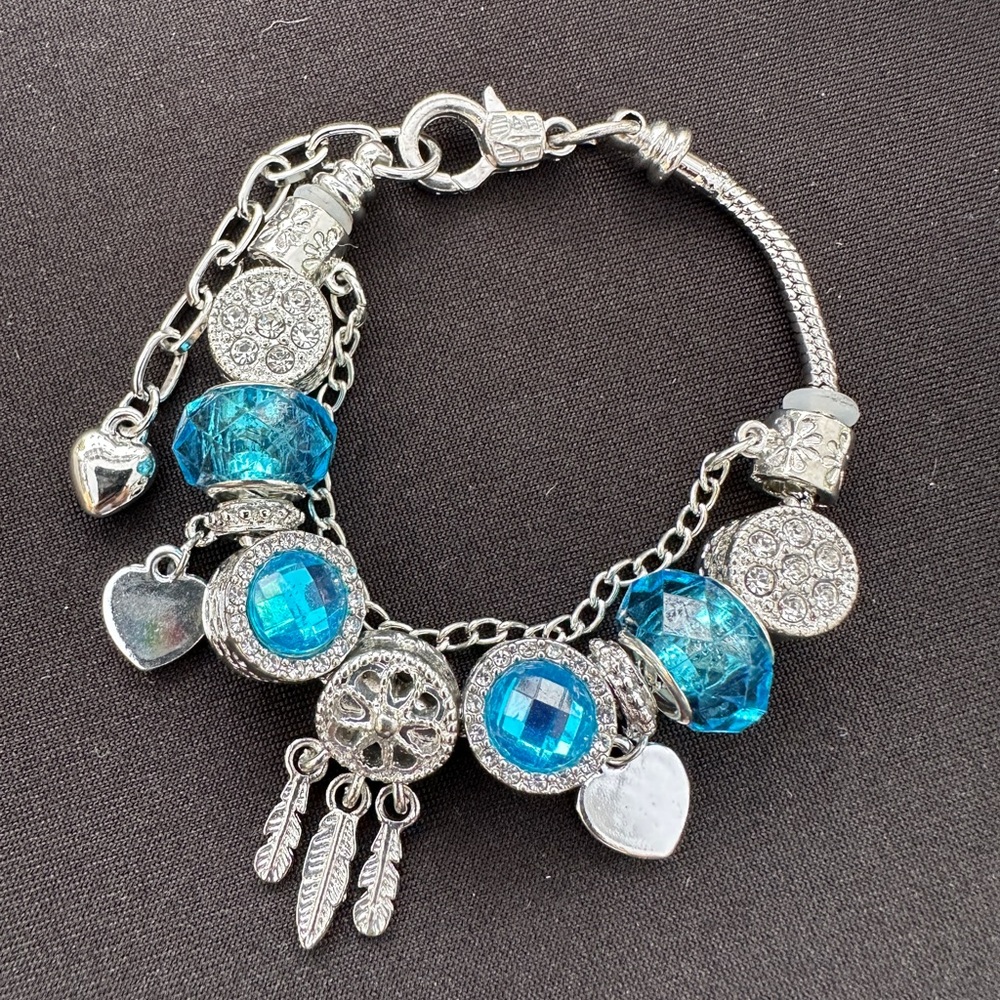 Silver and Blue Charm Bracelet